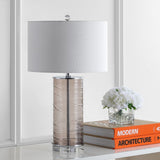 Cole 27.5" Modern Fused Glass Cylinder LED Table Lamp - JONATHAN Y