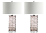 Cole 27.5" Modern Fused Glass Cylinder LED Table Lamp - JONATHAN Y
