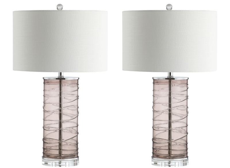 Cole 27.5" Modern Fused Glass Cylinder LED Table Lamp - JONATHAN Y