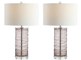 Cole 27.5" Modern Fused Glass Cylinder LED Table Lamp - JONATHAN Y
