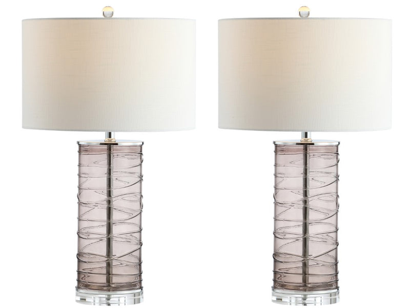 Cole 27.5" Modern Fused Glass Cylinder LED Table Lamp - JONATHAN Y