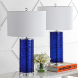 Cole 27.5" Modern Fused Glass Cylinder LED Table Lamp Set 2