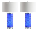 Cole 27.5" Modern Fused Glass Cylinder LED Table Lamp Set 2