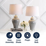 Winnie 27" Ceramic Urn LED Table Lamp Set 2 Grey (Set of 2) – ICONS