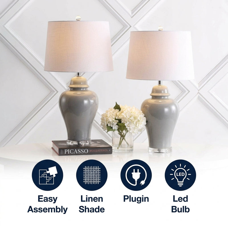 Winnie 27" Ceramic Urn LED Table Lamp Set 2 Grey (Set of 2) – ICONS