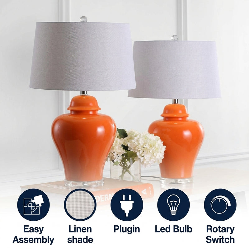Winnie 27" Ceramic Urn LED Table Lamp Set 2 Orange (Set of 2) – ICONS