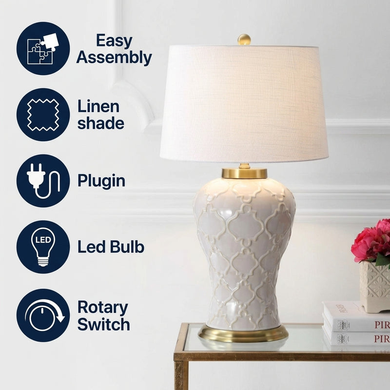 Arthur 29" Ceramic LED Table Lamp Cream – ICONS