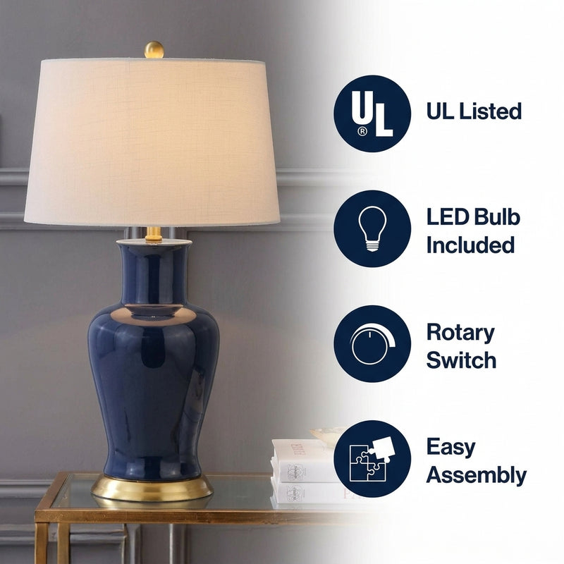 Julian 29" Ceramic LED Table Lamp Navy – ICONS