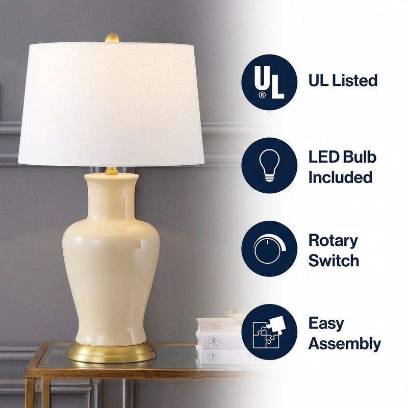 Julian 29" Ceramic LED Table Lamp Almond – ICONS
