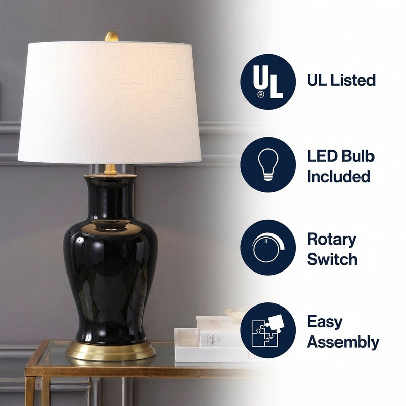 Julian 29" Ceramic LED Table Lamp Black – ICONS