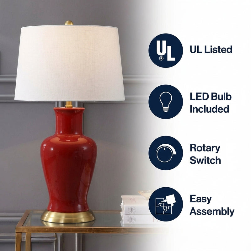 Julian 29" Ceramic LED Table Lamp Red – ICONS