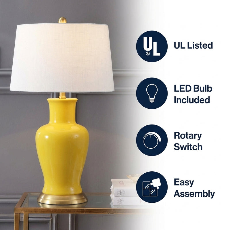 Julian 29" Ceramic LED Table Lamp Yellow – ICONS