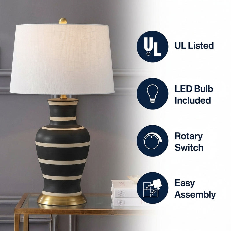 Julian 29" Ceramic LED Table Lamp Black/Beige – ICONS