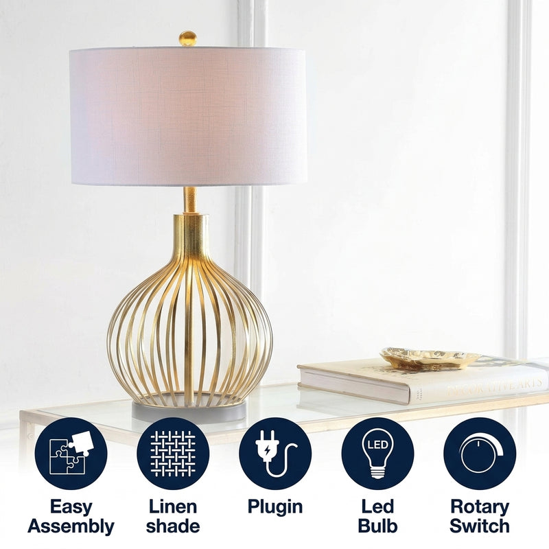Baird 29.5" LED Metal Table Lamp Gold leaf – ICONS