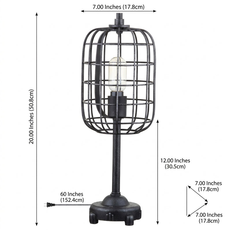 Odette 20" Industrial Metal Table Lamp Black/Silver – DIM