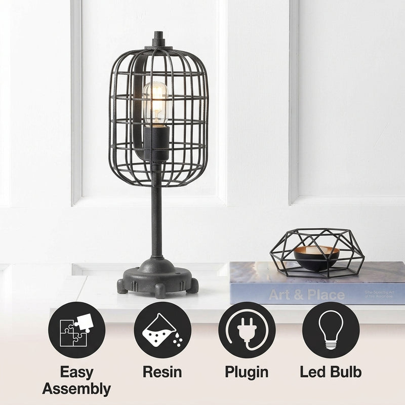 Odette 20" Industrial Metal Table Lamp Black/Silver – ICONS