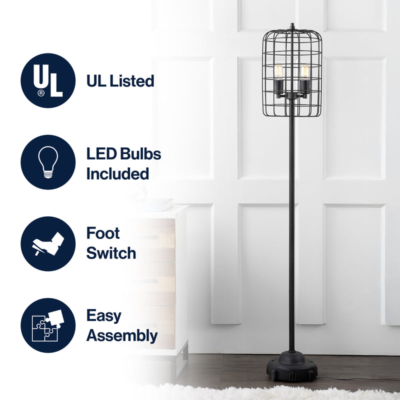 Odette 65" Industrial Metal Floor Lamp