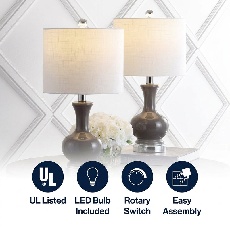 Cox 22" Glass/Metal LED Table Lamp Set 2 Gray (Set of 2) – ICONS