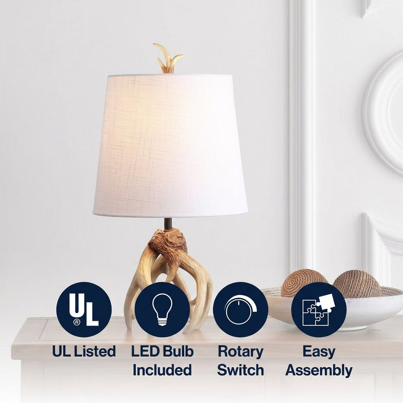 Vermont 19" Antler Resin LED Table Lamp Natural – ICONS