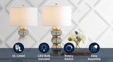 Linna 27.5" Glass/Metal Table Lamp Smoked Gray/Brass Gold – ICONS