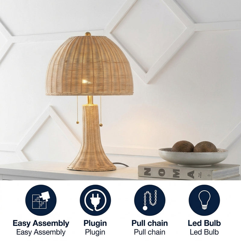 Joanie 22"  Bohemian Rustic Iron LED Table Lamp Natural/Brass Gold – ICONS