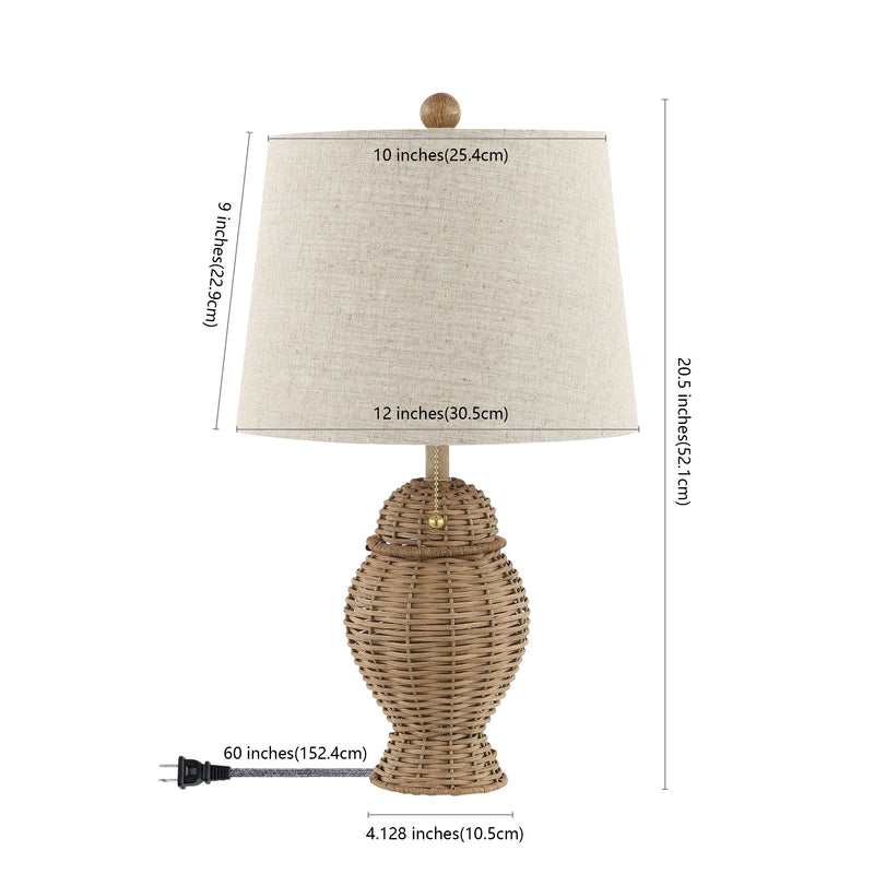 Margie Wicker 20.5"  Bohemian Rustic Iron LED Table Lamp - JONATHAN Y