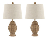 Margie Wicker 20.5"  Bohemian Rustic Iron LED Table Lamp - JONATHAN Y