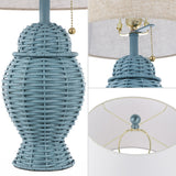Margie Wicker 20.5"  Bohemian Rustic Iron LED Table Lamp - JONATHAN Y