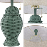 Margie Wicker 20.5"  Bohemian Rustic Iron LED Table Lamp - JONATHAN Y
