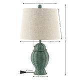 Margie Wicker 20.5"  Bohemian Rustic Iron LED Table Lamp - JONATHAN Y