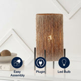 Kai 16.5" Coastal Minimalist Rattan LED Table Lamp Brown – ICONS