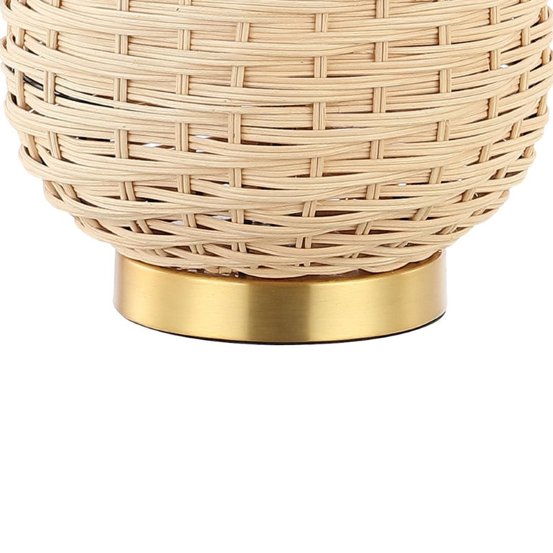 Chakrii 25" Rustic Bohemian Iron/Rattan LED Table Lamp with Pull-Chain - JONATHAN Y