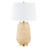 Chakrii 25" Rustic Bohemian Iron/Rattan LED Table Lamp with Pull-Chain - JONATHAN Y