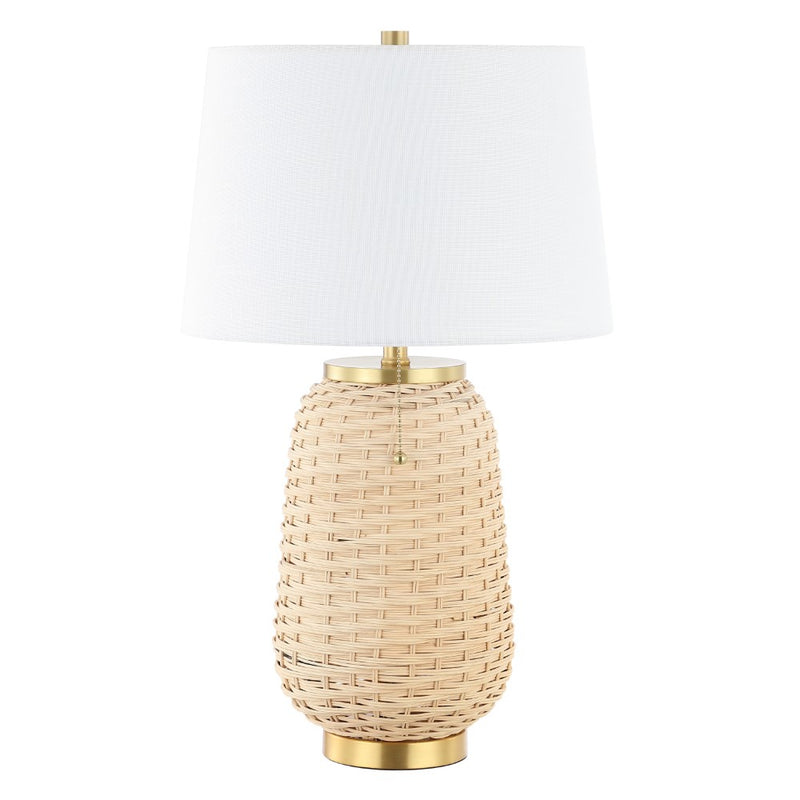 Chakrii 25" Rustic Bohemian Iron/Rattan LED Table Lamp with Pull-Chain - JONATHAN Y
