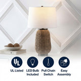 Chakrii 25" Rustic Bohemian Iron/Rattan LED Table Lamp with Pull-Chain Oil Rubbed Bronze/Dark Brown – ICONS