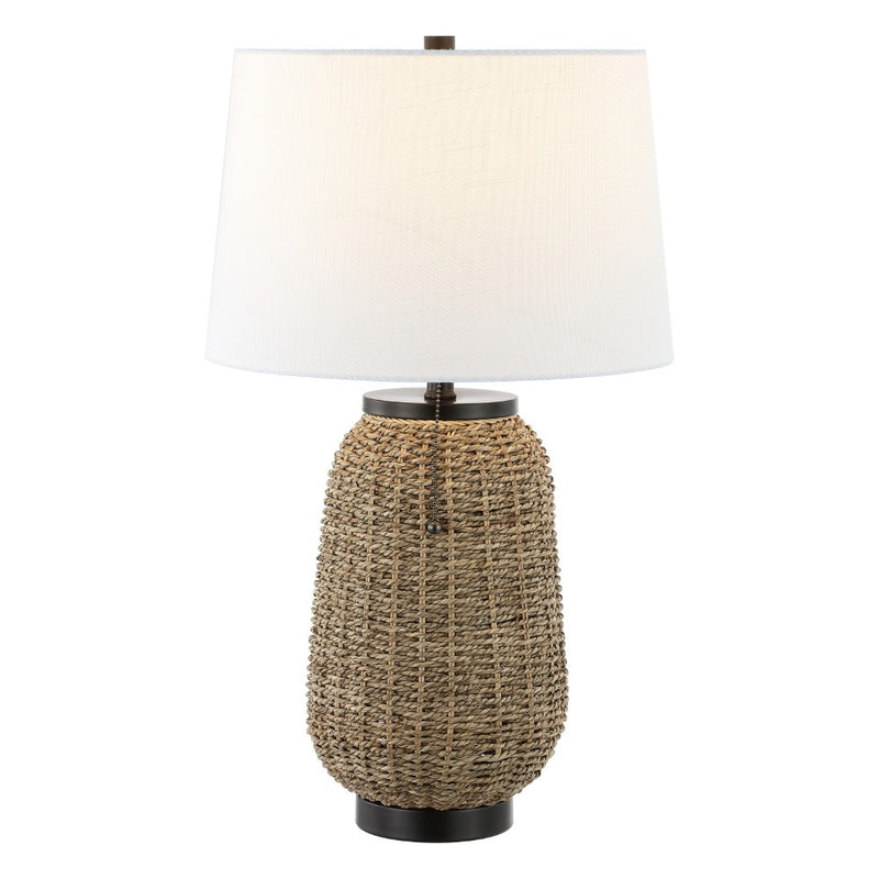 Chakrii 25" Rustic Bohemian Iron/Rattan LED Table Lamp with Pull-Chain - JONATHAN Y