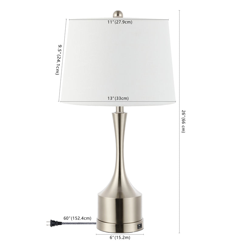 Cooper 26" Classic French Country Iron LED Table Lamp with USB Charging Port - JONATHAN Y