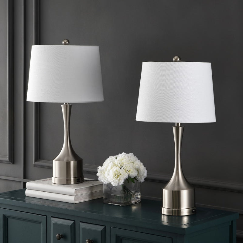 Cooper 26" Classic French Country Iron LED Table Lamp with USB Charging Port - JONATHAN Y
