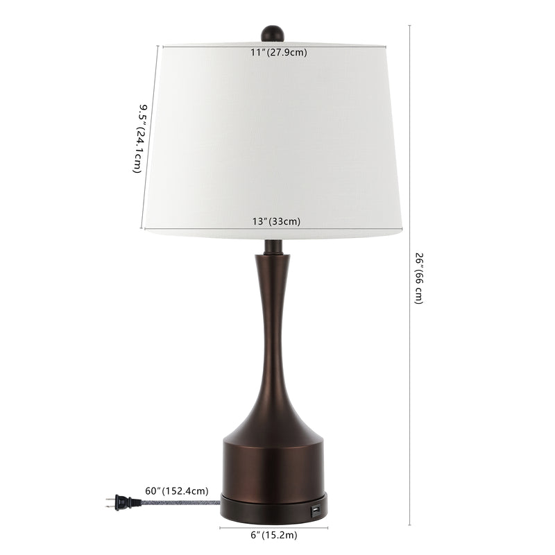 Cooper 26" Classic French Country Iron LED Table Lamp with USB Charging Port - JONATHAN Y