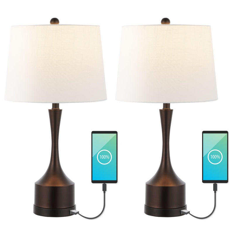 Cooper 26" Classic French Country Iron LED Table Lamp with USB Charging Port - JONATHAN Y