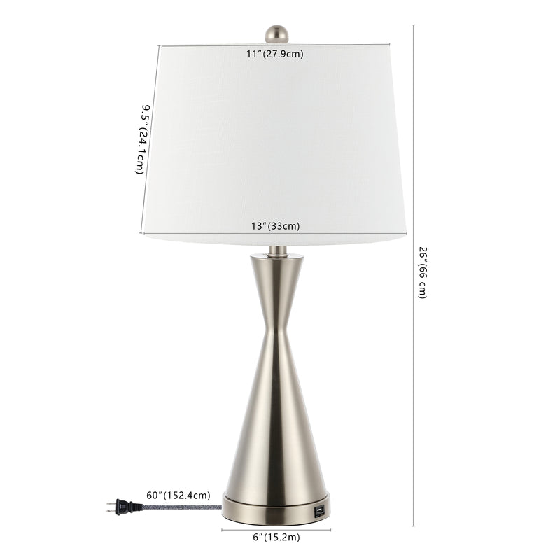 Colton 26" Classic French Country Iron LED Table Lamp with USB Charging Port - JONATHAN Y