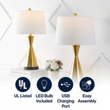 Colton 26" Classic French Country Iron LED Table Lamp with USB Charging Port Set 2 Brass Gold (Set of 2) – ICONS