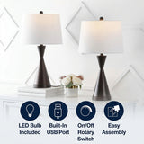 Colton 26" Classic French Country Iron LED Table Lamp with USB Charging Port Set 2 Oil Rubbed Bronze (Set of 2) – ICONS
