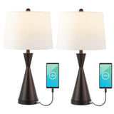 Colton 26" Classic French Country Iron LED Table Lamp with USB Charging Port - JONATHAN Y