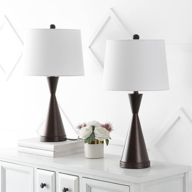 Colton 26" Classic French Country Iron LED Table Lamp with USB Charging Port - JONATHAN Y