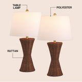 Laura 27" Coastal Designer Iron/Rattan Wicker LED Table Lamp Set 2