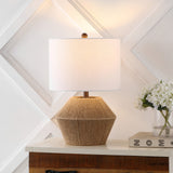 Alma 21.75" Coastal Rustic Iron/Rope LED Table Lamp - JONATHAN Y
