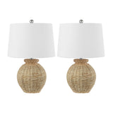 Nora 22" Rustic Coastal Rattan Globe LED Table Lamps - JONATHAN Y