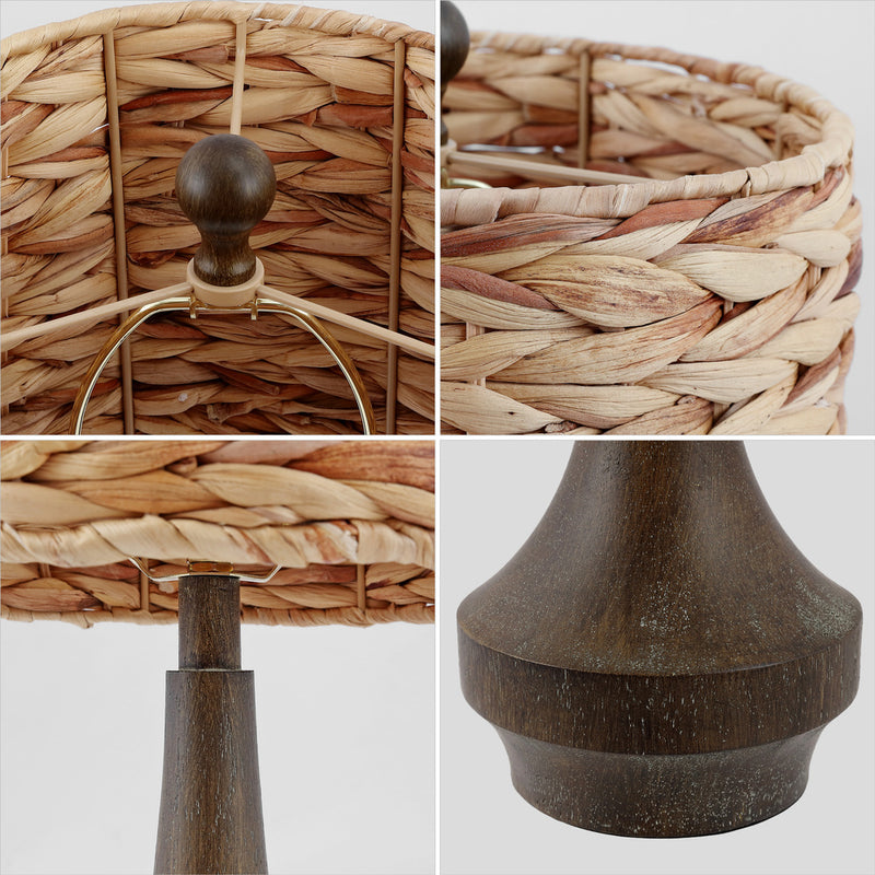 Theodore 21" Rustic Farmhouse Handwoven Rattan/Resin LED Table Lamp - JONATHAN Y