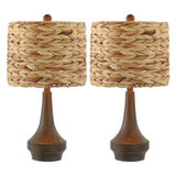 Theodore 21" Rustic Farmhouse Handwoven Rattan/Resin LED Table Lamp - JONATHAN Y